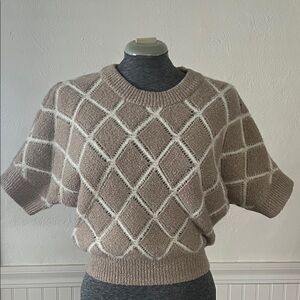 Halogen Taupe Diamond Knit Sweater
